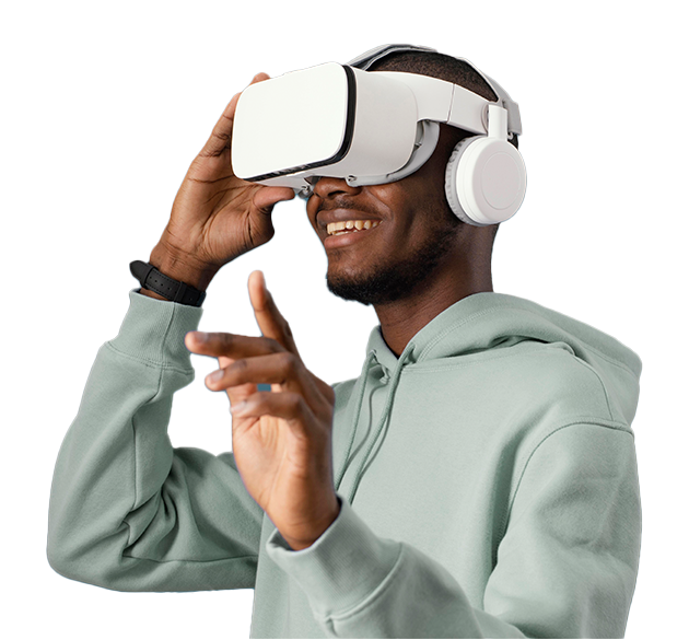 Photographie homme avec un casque de réalité virtuelle - Userlab P2AC